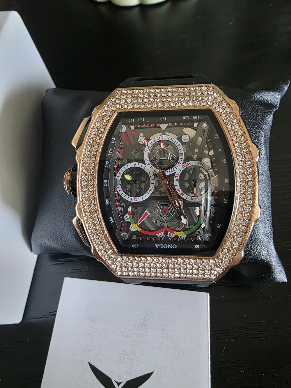 ONOLA Men’s Rose Gold and Black Chronograph Watch